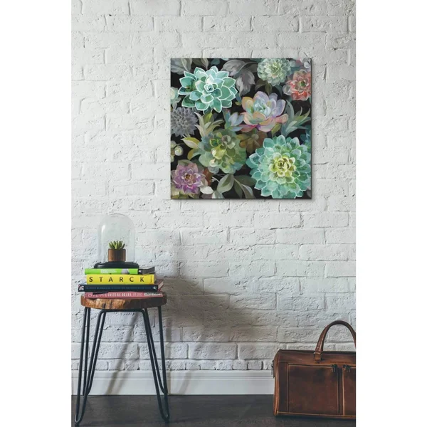 Epic Graffiti Floral Succulents V2 Crop by Danhui Nai - Giclee Canvas Wall Art - 26x22 x 26x22