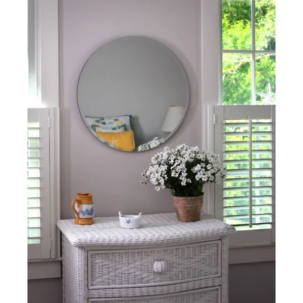Alpine Art & Mirror Westport Round Frameless 28-Inch Round Beveled Wall Mirror
