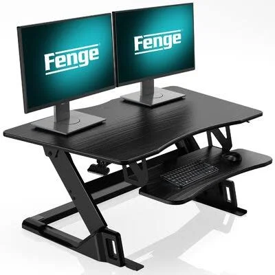 Fenge Stand Up Desk Converter 42 inch Height Adjustable Standing Desk Stand Up Riser Home Office Desk for Dual Monitors Sd420001