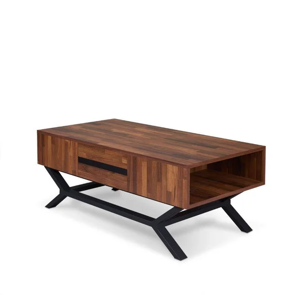 Acme Geiger Coffee Table Chrome & Black Glass