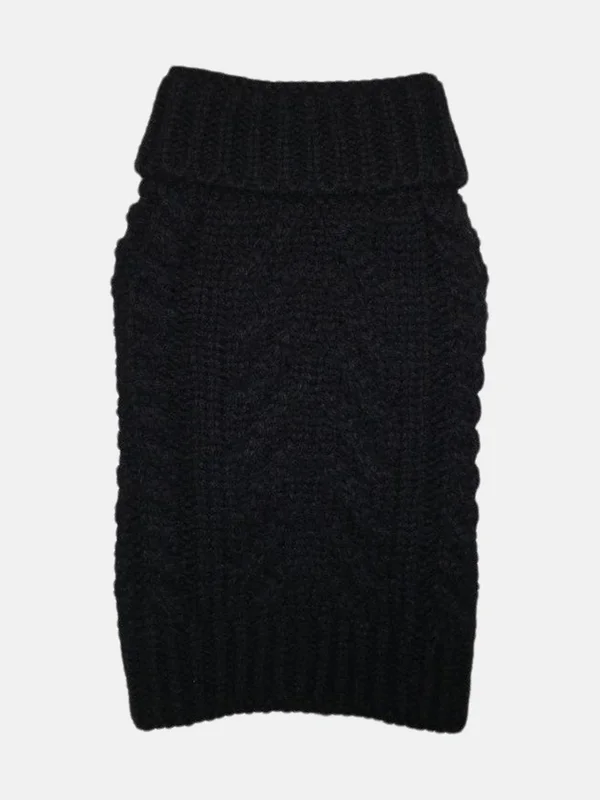 Fab Dog Super Chunky Turtleneck Dog Sweater, Black, 8x22