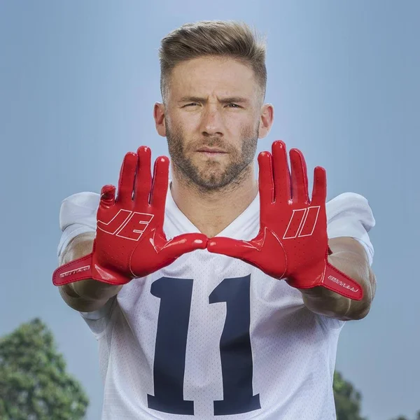 Cutters JE11 Signature Series Adult Football Receiver Gloves - L, Red