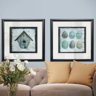 'Stained Birdhouse' 2 Piece Framed Painting Set Gracie Oaks