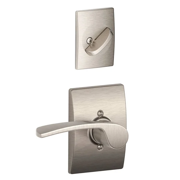 Schlage Merano Lever x Century Rose RH Inside Trim for Single Cylinder Handleset - Satin Nickel