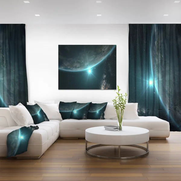 Design Art Sunrise in Earth from Space Contemporary Landscape Canvas Art, 40X20x22