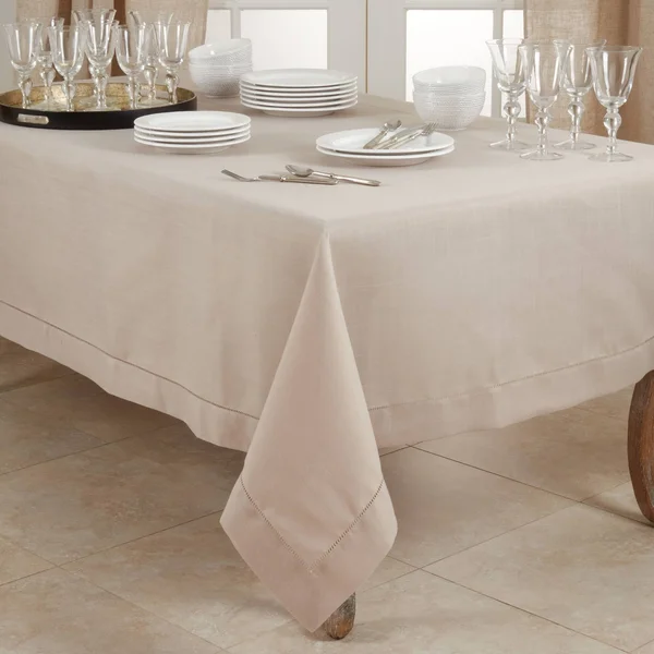 Saro Lifestyle 6308.T70120B 120 x 70 in. Rochester Collection Tablecloth with Hemstitched Border - Taupe
