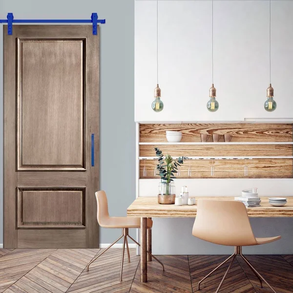 Premium J-Strap Barn Door Hardware Set w/ 6& Track for 1 3/4x22 Doors, Blue Ribbon