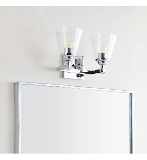 Jonathan Y Marion 12.75 in. 2-Light Hurricane Metal/Glass Chrome Vanity Light