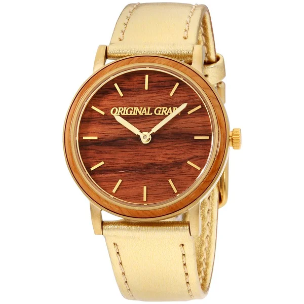 Original Grain The Minimalist Quartz Movement Olive Wood Dial Ladies Watch OG341801WGBG