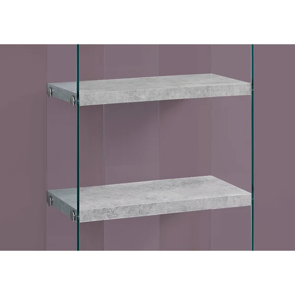 58.75x22 Gray and Clear Contemporary with Four Shelves Rectangular Bookcase - 33819255