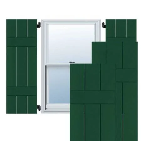 Ekena Millwork 2-Pack 12-in W x 44-in H Chrome Green Board and Batten Wood Western Red Cedar Exterior Shutters, RWB12X044CGW