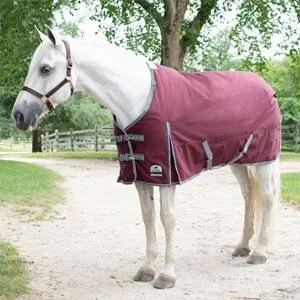 SmartPak Ultimate Turnout Blanket - 69 - Medium (220g) - Merlot w/ Grey & Deep Dive Trim & White PIPING