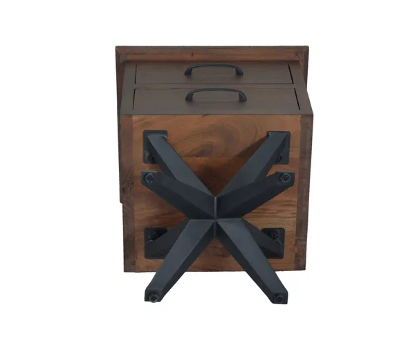 16x22 x 18x22 x 22x22 Brown Black Wood Metal Nightstand, 30" x 22" x 32"