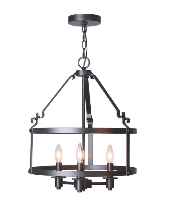 Woodbridge Lighting 15613TBK Revere 3-Light Pendant Chandelier