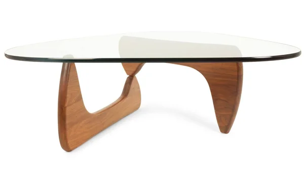 Triangle Coffee Glass Top Table, Walnut