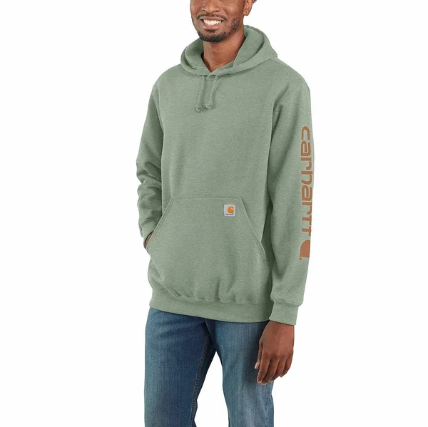 Carhartt Midweight Hooded Logo Sweatshirt - Leaf Green Heather, 4XL Regular