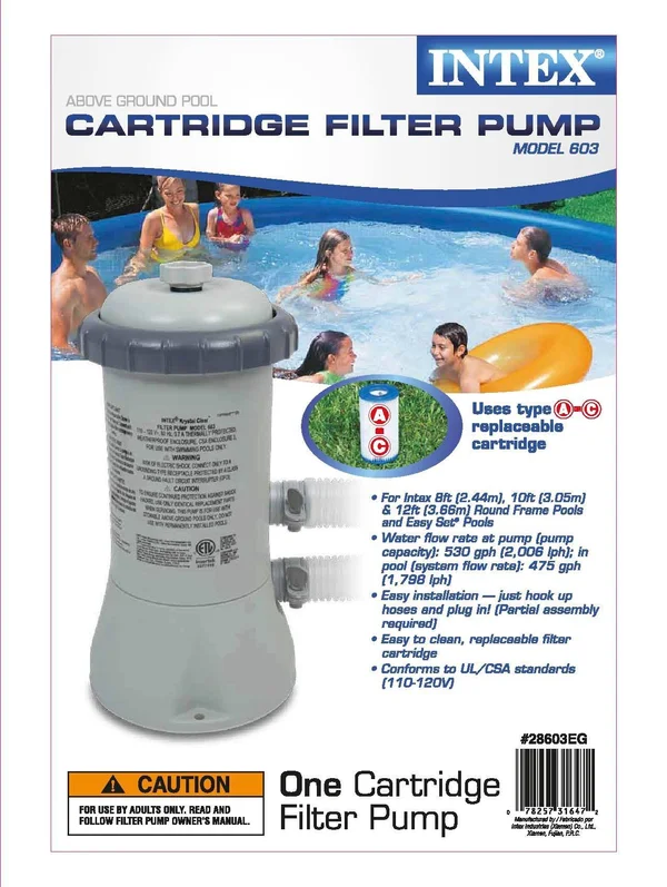 Intex Krystal Clear 530 GPH Pool Cartridge Filter Pump (2 Pack)