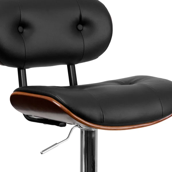 Flash Furniture Adjustable Bentwood Bar Stool, Black/Walnut