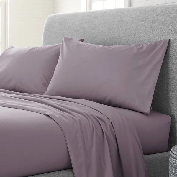 Porch & Den Fagode Organic Cotton Bed Sheet Set (King - Dusty Purple)