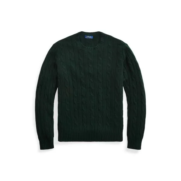 Ralph Lauren Men's Cable-Knit Cashmere Sweater - Size M in Hunt Club Green