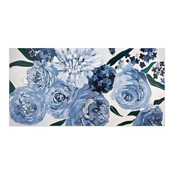 Blue Floral Canvas Wall Art