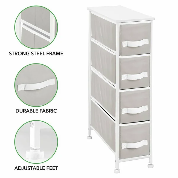 mDesign Narrow Dresser Storage Organizer Tower - 4 Drawers