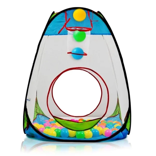 Dimple Childrens Pop Up Playhouse Tent with Set of 100 Colorful Balls Ball Pit with Basketball Hoop - for Indoor and Out