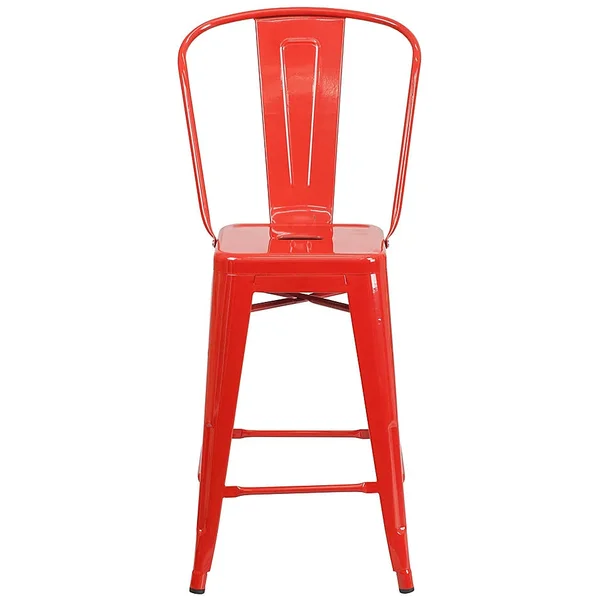 Flash Furniture 24x22 Indoor/Outdoor Metal Stool in Red