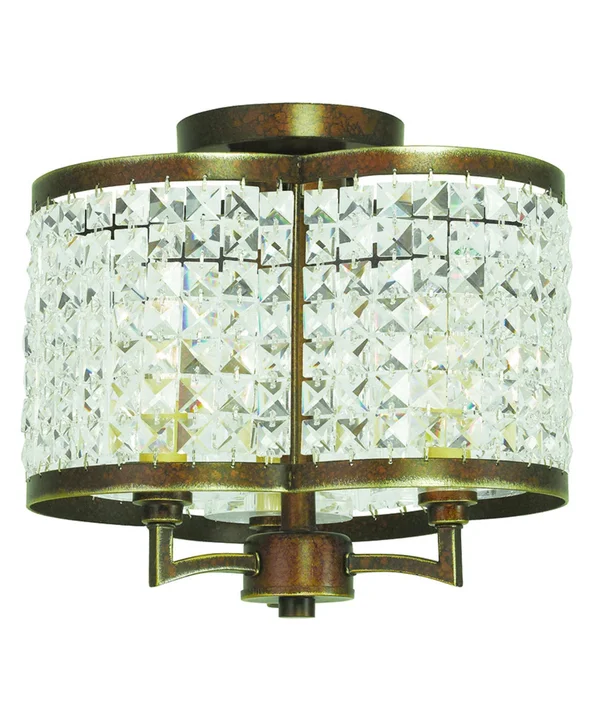 Livex Lighting 50573-64 Grammercy 3-Light Ceiling Mount, Hand Painted Palacial Bronze