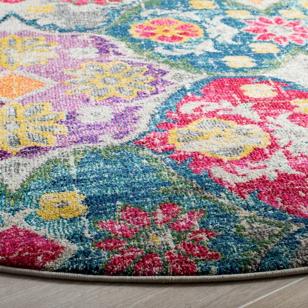 Safavieh Monaco MNC248R 6&7x22 x 6&7x22 Square Grey, Fuchsia Area Rug