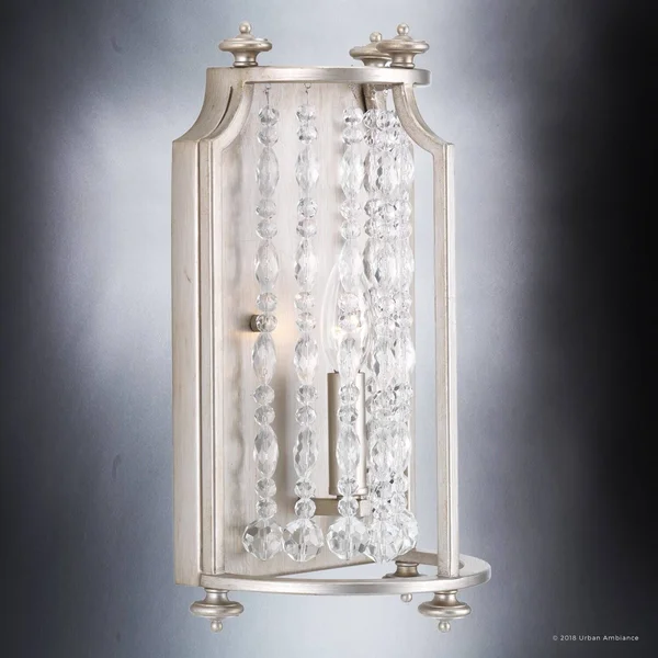 Urban Ambiance Luxury Luxe Wall Sconce - Size: 13-5/8 inchh x 8-1/4 inchw, with Transitional Style Elements, Antique Silver Finis