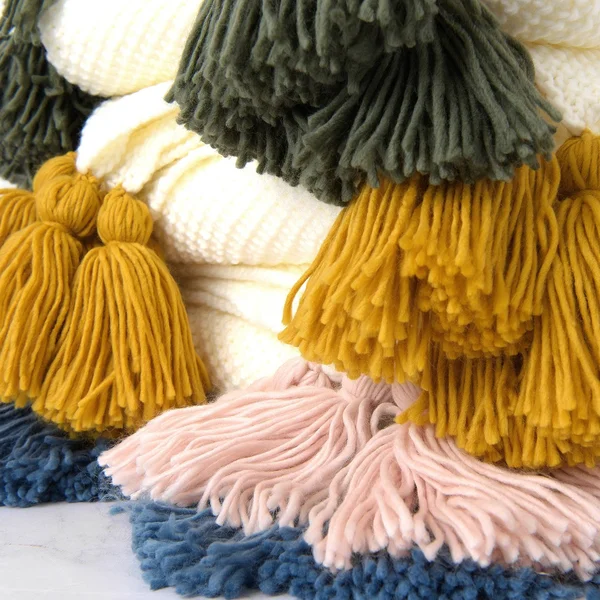 Aurora Home Big Tassel Knit Throw - Blue - 60x22