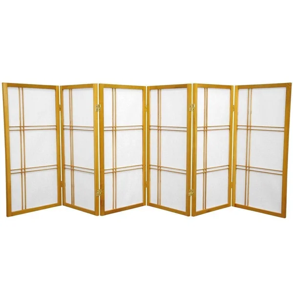 Oriental Furniture 3 ft. Tall Double Cross Shoji Screen - 3 Panel - White