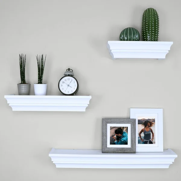 Ballucci Victorian Wall Ledge and Shelf, 12 inch, 16 inch, 24 inch, Set of 3, White