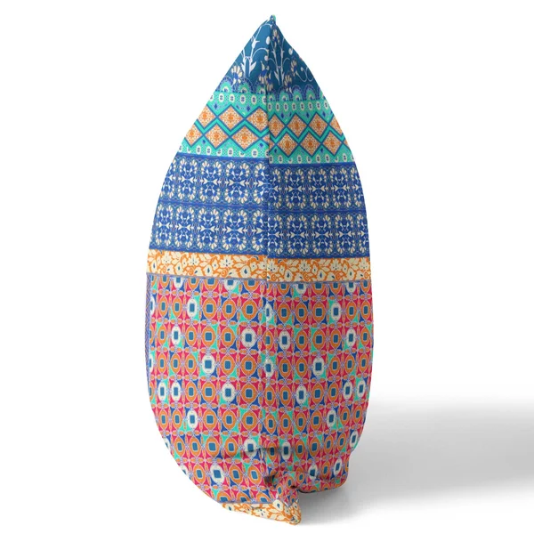 Amrita Sen Flower Castle Patchwork Broadcloth Indoor Outdoor Pillow - Zippered, Blueorange