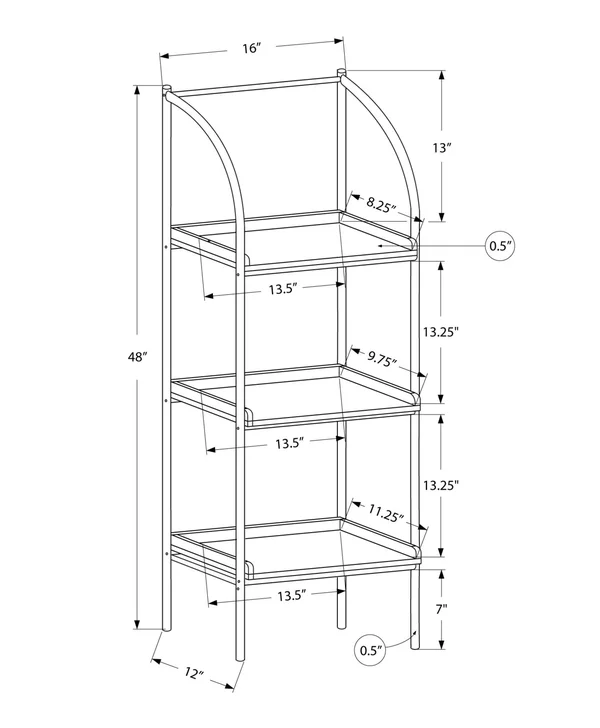 Monarch Specialties Bookcase - 48x22H - Dark Taupe, Black Metal