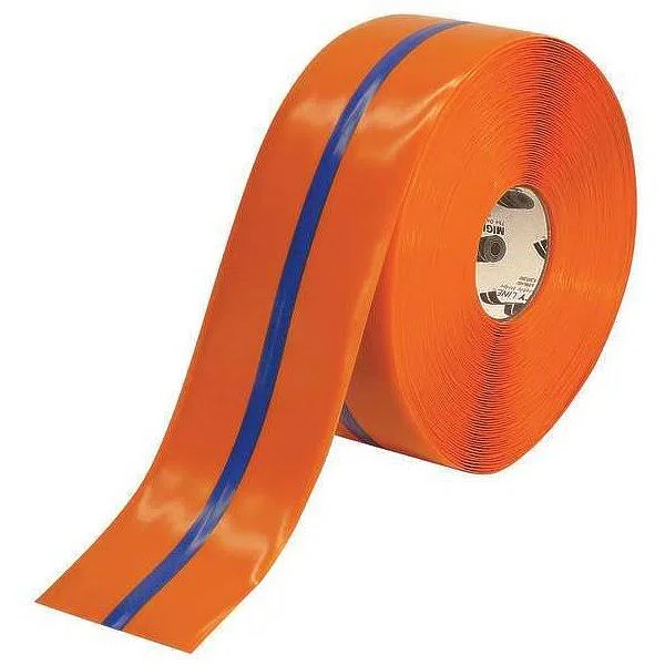 Mighty Line 4ROBCTR Ind Floor Tape, Roll, Orange/Blue, Vinyl