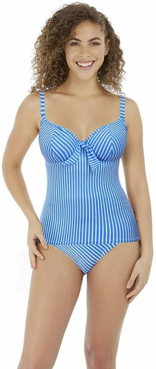 Freya Beach Hut Underwire Non Padded Plunge Tankini Top, Blue Moon