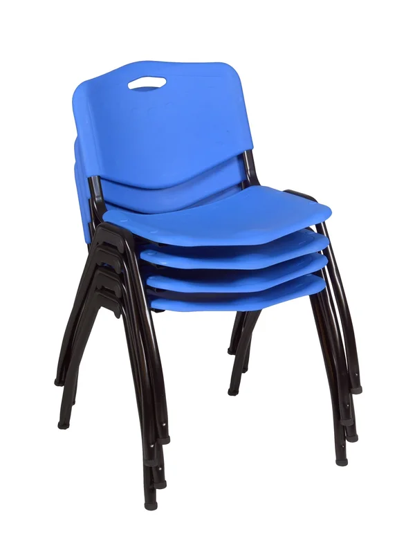 Regency 60x22 x 30x22 Kobe Training Table- Grey and 2 M Stack Chairs- Blue