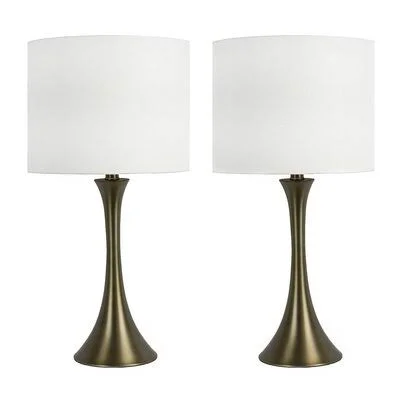 Whisman 24.25x22 Table Lamp Set Wade Logan Base Color: Matte Golden Bronze - Shade Color: White