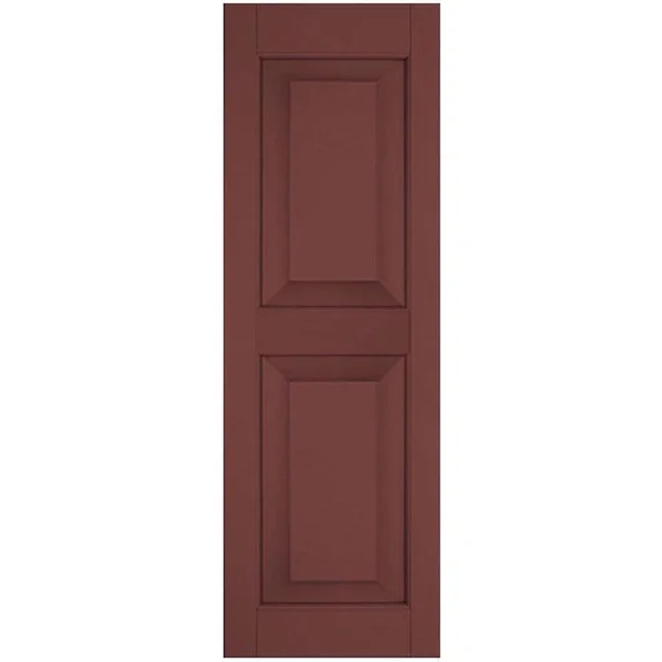 Ekena Millwork 15 in. x 62 in. Exterior Real Wood Pine Raised Panel Shutters Pair Cottage Red