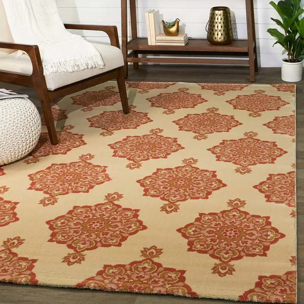 BALTA Sauer Burnt Orange 5 ft. x 7 ft. Floral Medallion Area Rug