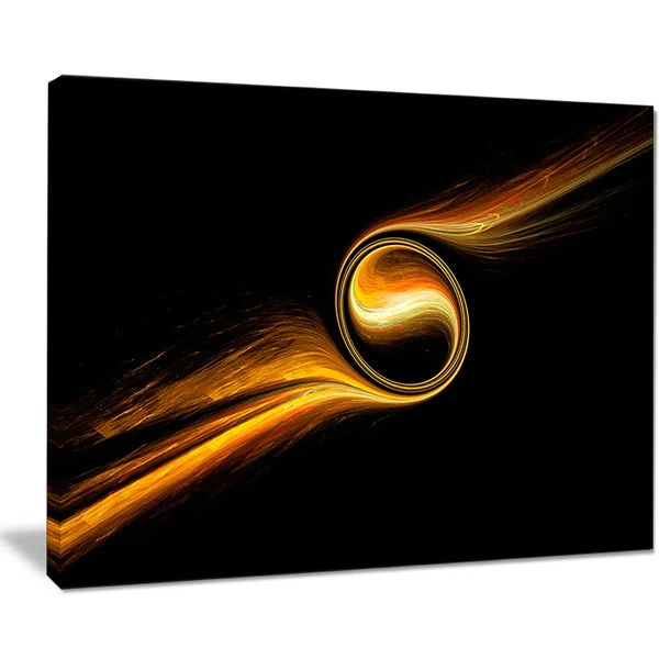 Designart 'Fractal 3D Dancing Yellow Design' 4 Piece Graphic Art on Wrapped Canvas Set