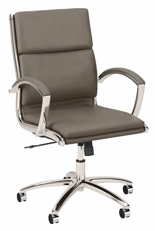 Cabot Mid Back Leather Executive Office Chair in Washed Gray
