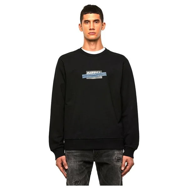 Diesel Man Sweatshirt Black Size XXL Cotton, Elastane