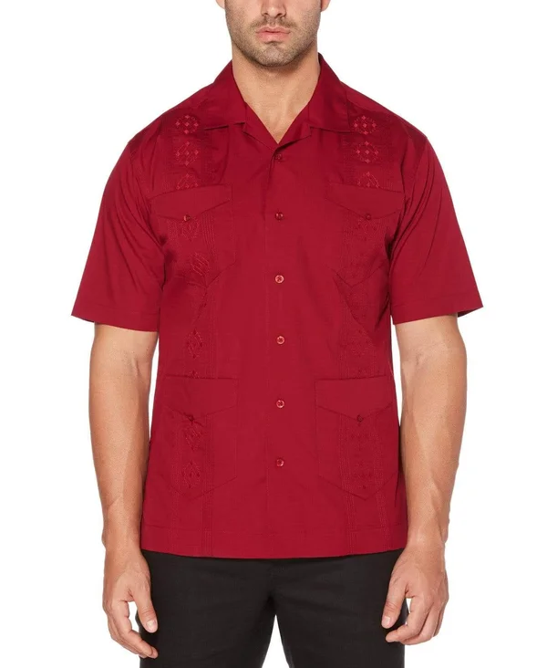 Cubavera Big and Tall Mens Short Sleeve Button-Down Shirt, 2X-Large Tall, Red