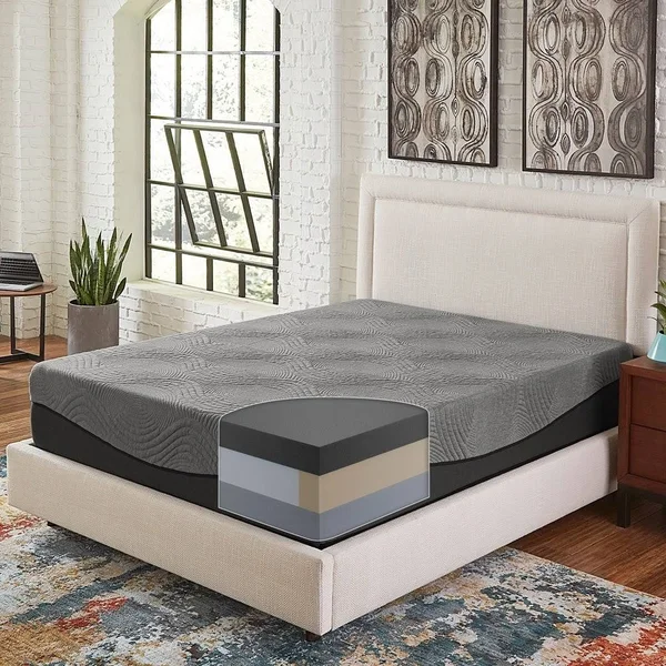 Slumber Solutions Active 12-Inch Charcoal Memory Foam Mattress Twin