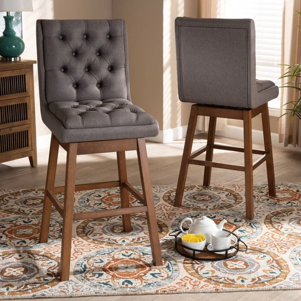 Copper Grove Roraima Swiveling Transitional Bar Stools (Set of 2) - N/A - Light Grey