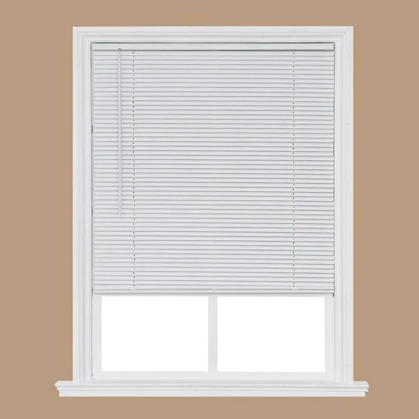 Home Basics White Cordless 1 in. Room Darkening Vinyl Mini Blind 56 in. W x 64 in. L