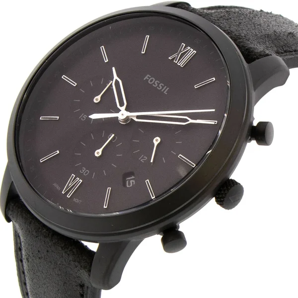 Fossil Neutra Chronograph Leather Watch - Black, Men's